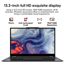 Chuwi LarkBook - Intel N4120 CPU - 4 Core @ 2.6 GHz - 8GB RAM - 256GB SSD - 13.3" Touch - Win 10 Home - 1 Year Warranty